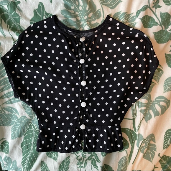 Urban Outfitters Polka Dot Button-Back Blouse - Picture 2 of 7